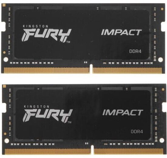 Оперативная память Kingston SO-DIMM DDR4 64Gb (2x32Gb) 3200MHz pc-25600 FURY Impact Black (KF432S20IBK2/64)