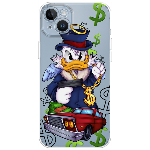 Силиконовый чехол на Apple iPhone 14 / Айфон 14 Scrooge McDuck with a Gold Chain, прозрачный