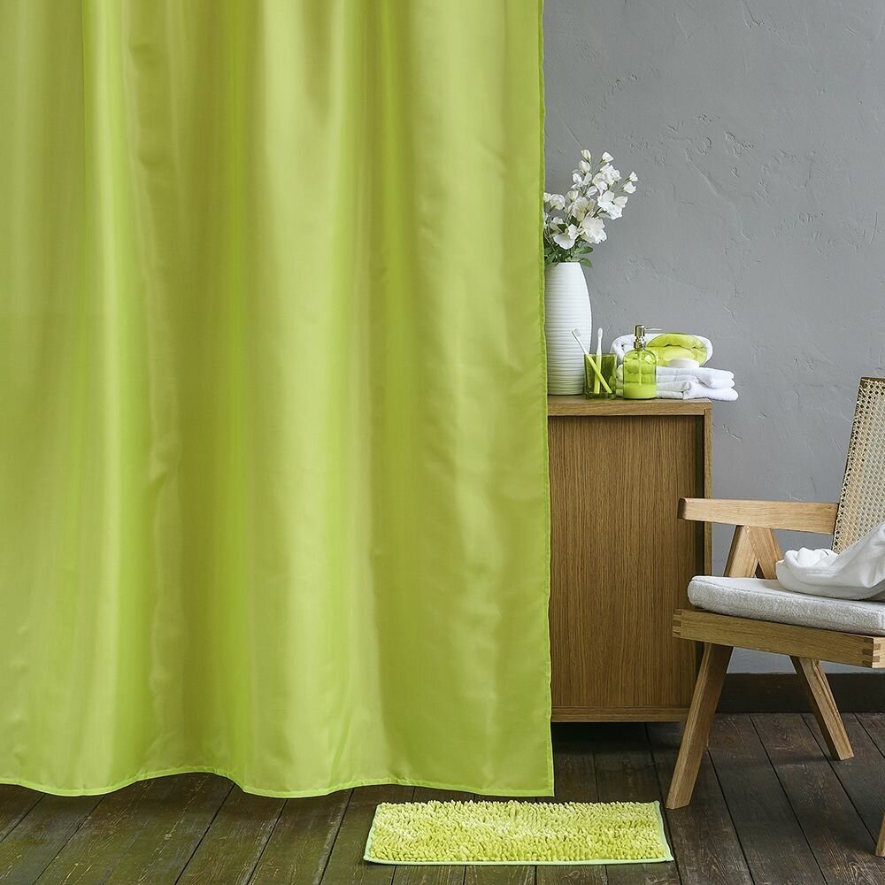 Штора для ванной 180х180 см текстиль зеленая - фотография № 1