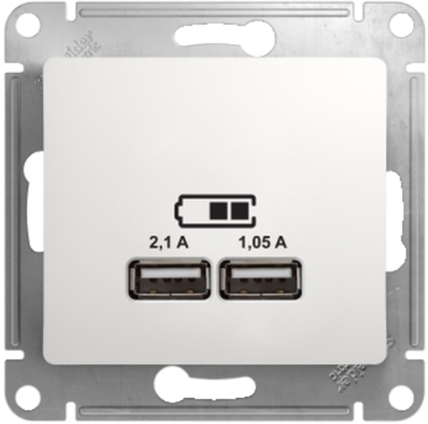 Розетка USB Glossa тип A+C 5В/2.4А 2х5В/1.2А механизм бел. | код GSL000139 | Schneider Electric ( 1шт. )