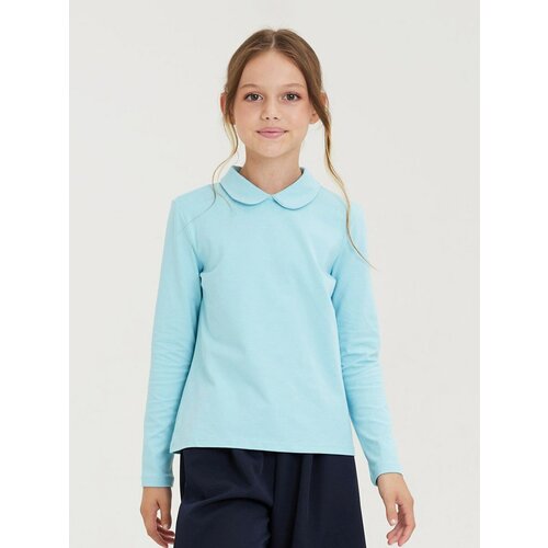 Блузка для девочки - Голубой - Без рисунка , размер 128