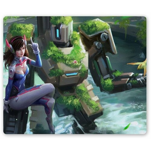 Коврик для мышки прямоугольный Overwatch - Bastion и D.Va