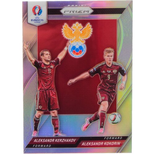 Коллекционная карточка Panini Prizm UEFA EURO 2016 France #44 Aleksandr Kerzhakov i Aleksandr Kokorin - Silver S0229