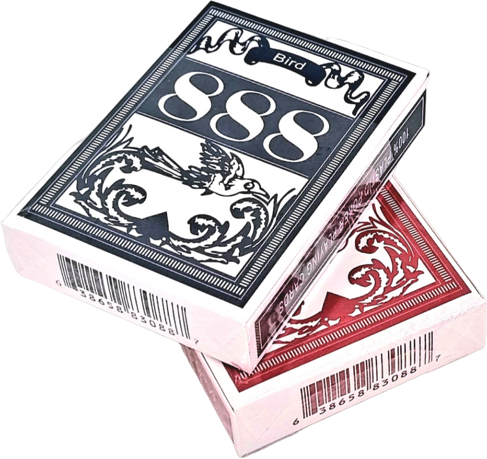 Карты игральные Bird 888, колода 54 листа, упаковка черная или красная.