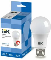 Лампа светодиодная E27, 25 Вт, 230 В, шар, 6500 К, свет холодный дневной, IEK, A80, LED