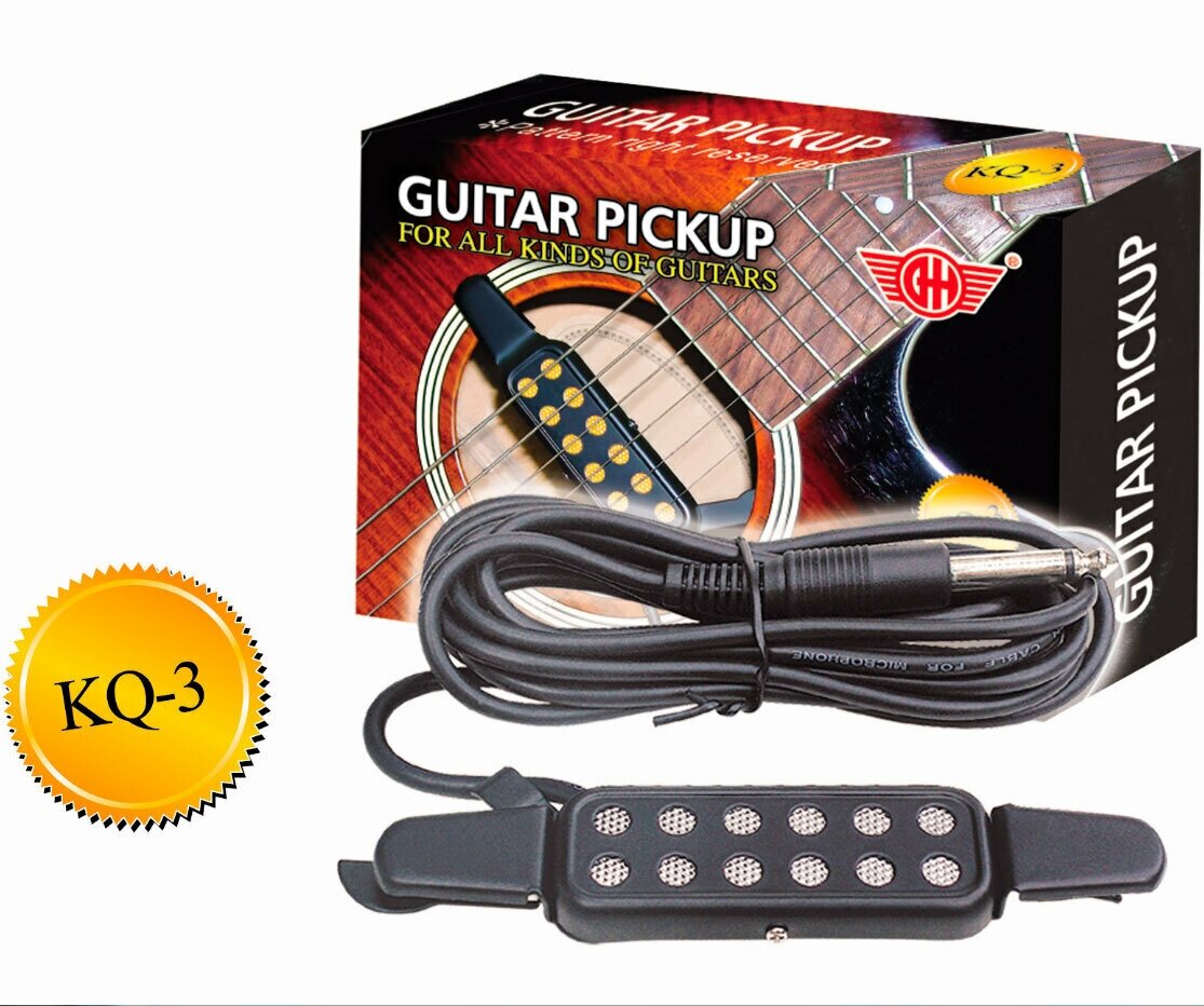 Звукосниматель (пьезодатчик) для акустической гитары GH KQ-3 встраиваемый в резонаторное отверстие электромагнитный