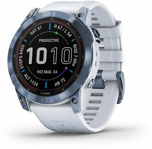 Умные часы Garmin Fenix 7X Sapphire Solar GPS, белый/синий