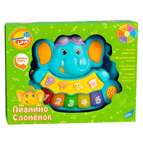 Развивающая игрушка Mommy Love Пианино Слоненок, голубой