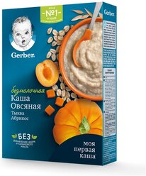 Каша Gerber безмолочная овсяная с тыквой и абрикосом для продолжения прикорма с бифидобактериями, с 5 месяцев, 180 г