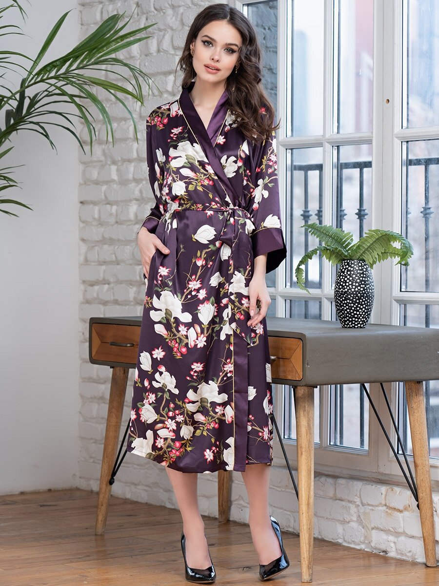 Кимоно Mia-Amore 3529 Magnolia бордо;L/XL - фотография № 3