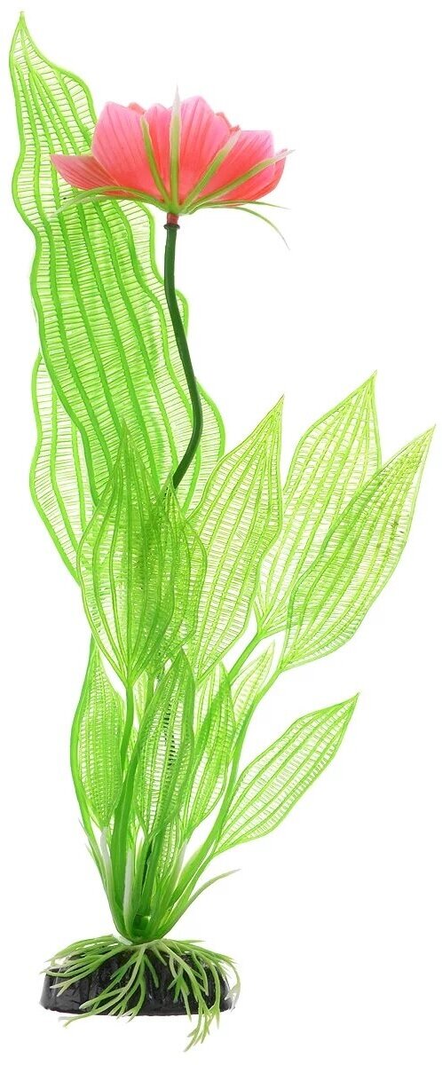 Растение для аквариума Barbus "Апоногетон Мадагаскарский с цветком", пластиковое, высота 20 см