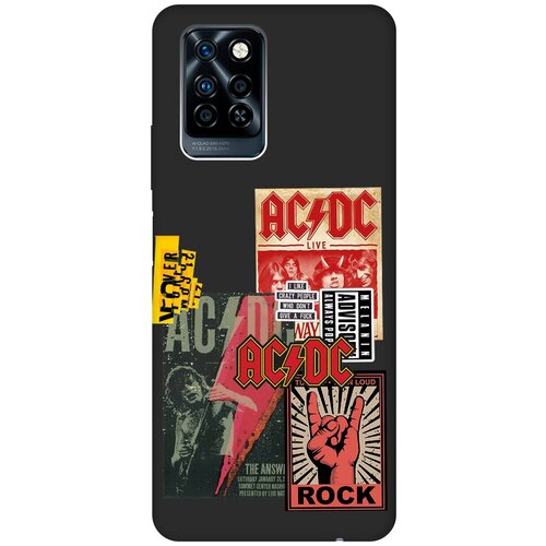 Матовый чехол AC/DC Stickers для Infinix Note 10 Pro NFC / Инфиникс Нот 10 Про с 3D эффектом черный матовый чехол boho для infinix note 10 pro nfc инфиникс нот 10 про с 3d эффектом черный