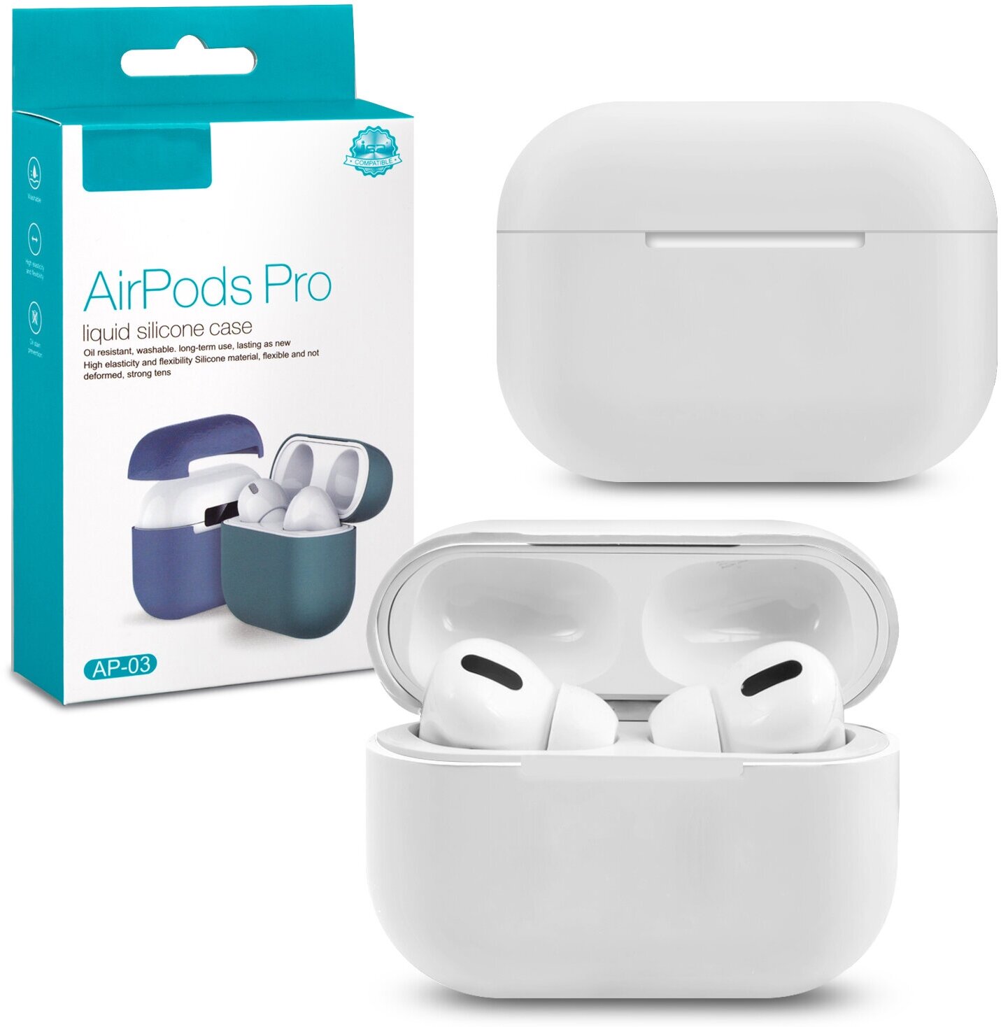 Силиконовый чехол для AirPods Pro белый / чехол для аирподс про белый / чехол для airpods pro