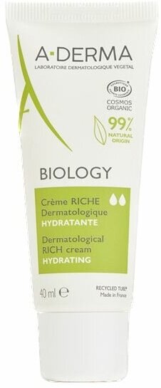 A-DERMA Органический увлажняющий крем для сухой кожи лица Biology Rich