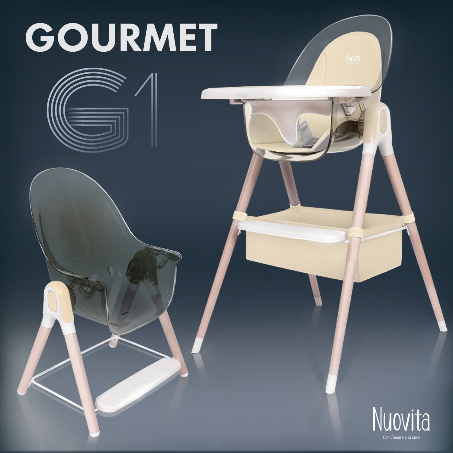 Стульчик для кормления детский 3 в 1 Nuovita Gourmet G1 Lux