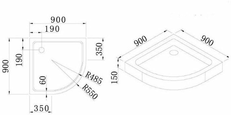 Акриловый поддон для душа Cezares Tray 90х90 TRAY-A-R-90-550-15-W-W0 Белый