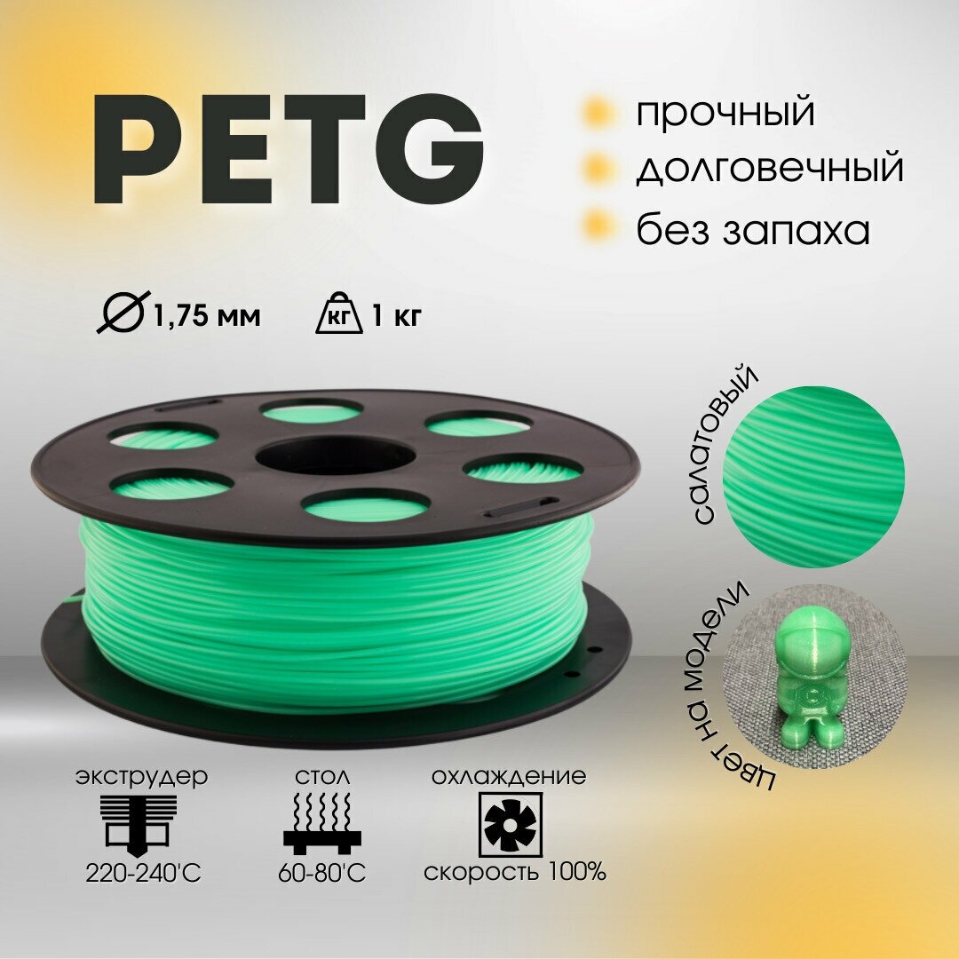 Катушка PETG пластика Bestfilament 1.75 мм, 1 кг, салатовый