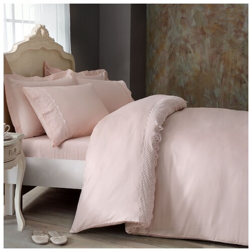 фото Комплект постельного белья tivolyo home olivia розовый евро