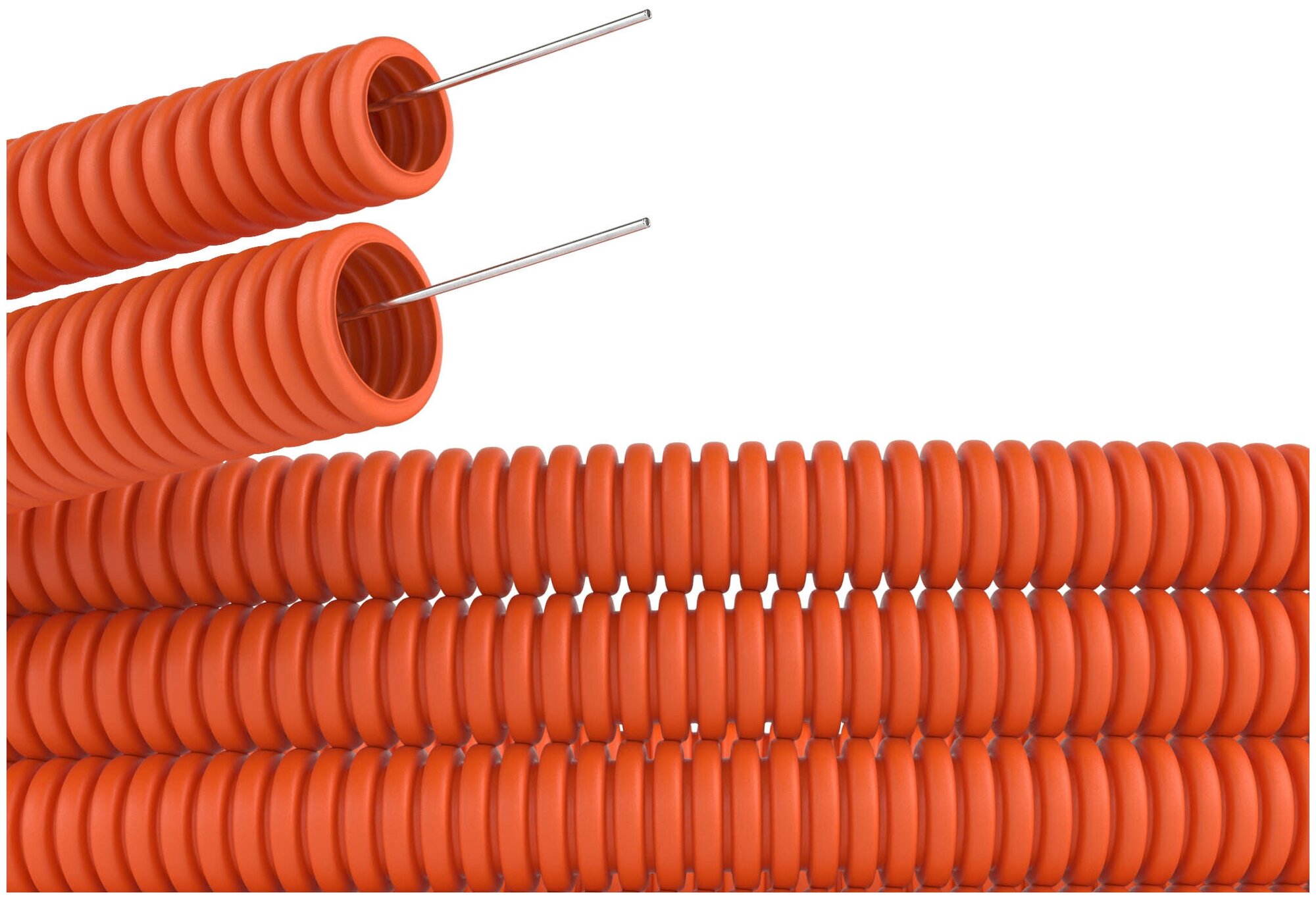 Труба гофрированная ПНД DKC гибкая д 16мм лёгкая с протяжкой 25м цвет оранжевый