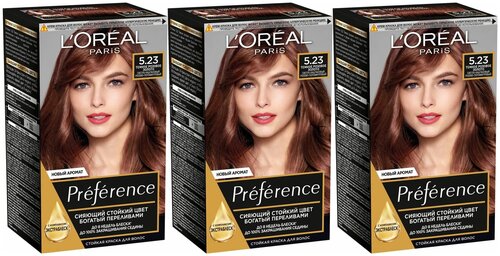 LOreal Краска для волос Preference 5.23 Темное розовое золото 3 штуки