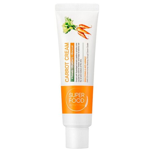Farmstay Super Food Carrot Cream Антиоксидантный крем для лица с маслом семян моркови, 60 мл, 60 г