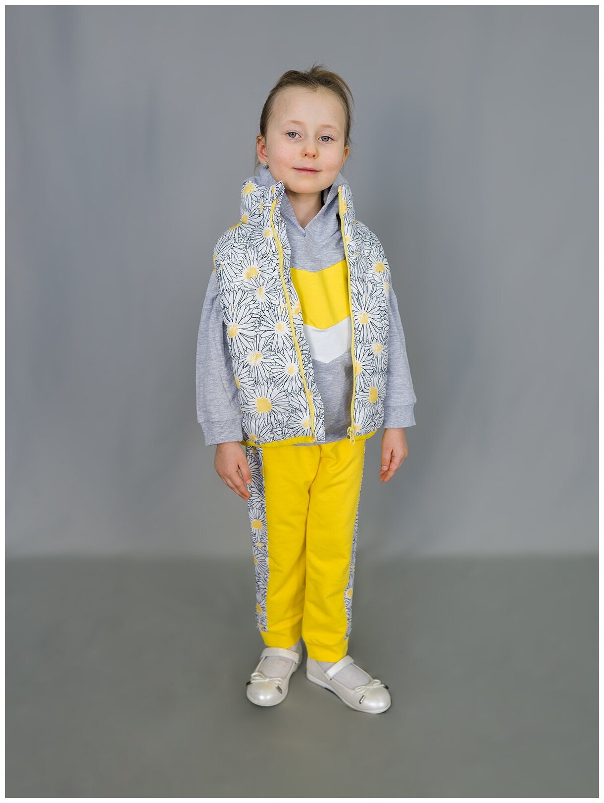 Комплект для девочки Ромашки 2-5 лет, MDM MiDiMOD GOLD, размер 104-110, цвет желтый