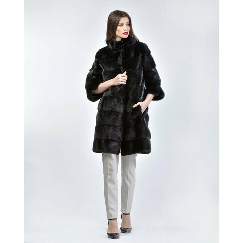Пальто Adriano Baroni, норка, силуэт полуприлегающий, размер 42, черный