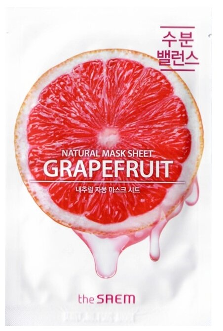 The Saem тканевая маска Natural Grapefruit с экстрактом грейпфрута, 21 г, 21 мл