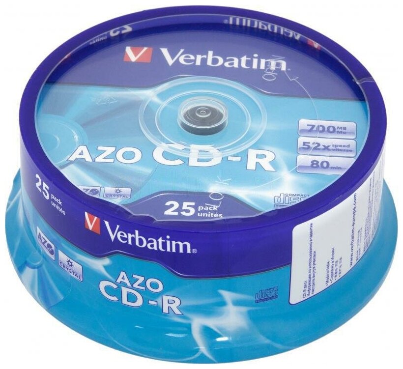 Диск CD-R Verbatim 700Mb 52x Cake Box (25 штук) (43352)