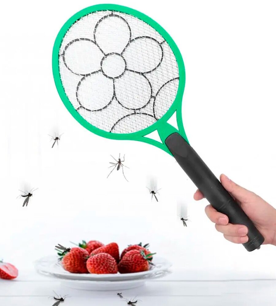 Мухобойка электрическая ракетка на батарейках, зеленая / Защита от насекомых, комаров, мух - фотография № 2