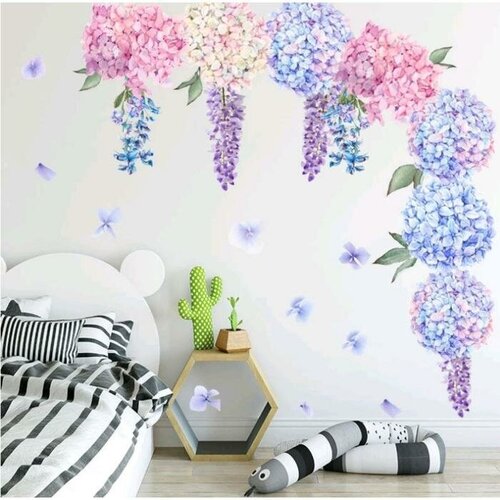 SUI Наклейка пластик интерьерная цветная Гортензии 30х60 см набор 2 листа 615₽