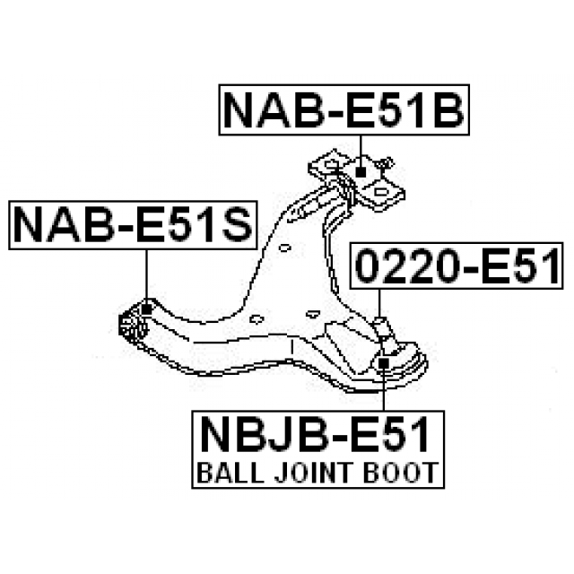 Сайлентблок передний переднего рычага Febest NAB-E51S