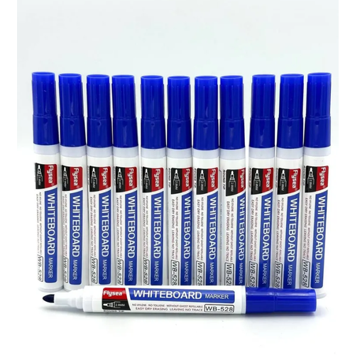 Стираемые маркеры для белой доски Flysea WB-528, набор из 12 синих маркеров