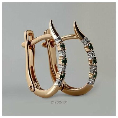 Серьги с подвесками АЛЬКОР, красное золото, 585 проба, зеленый