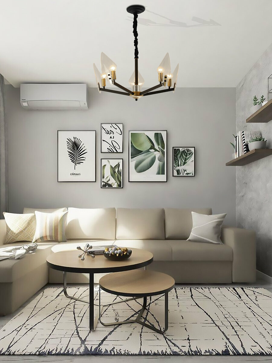 Люстра Lamplandia L1471, 5 ламп, 17 м², цвет черный/бесцветный - фото №5