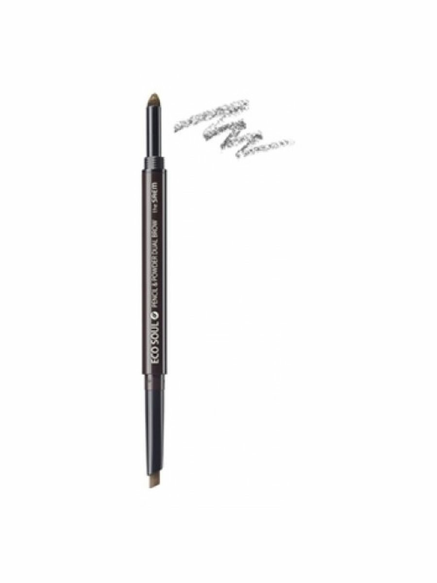 Карандаш-пудра для бровей 03, 0.5 гр*0.3 гр, Pencil & Powder Dual Brow 03. black gray, THE SAEM, 8806164134764