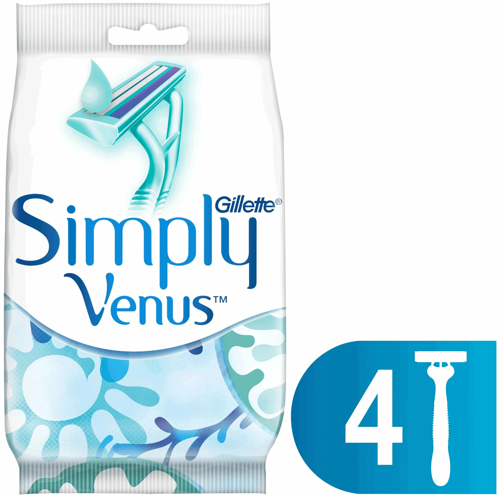 Gillette Venus Simply Одноразовая женская бритва c 2 лезвиями, 4 шт.