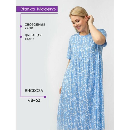 фото Платье bianka modeno, свободный силуэт, размер 56, голубой