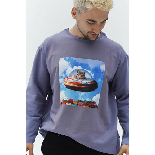 Лонгслив Base Store лонгслив, размер S, серый, фиолетовый