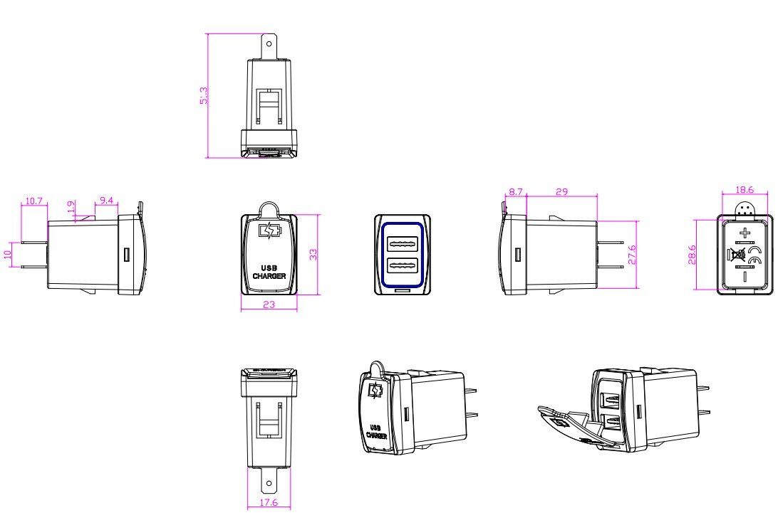 Розетка usb встраиваемая мощность 24w 2-usb — фото 6