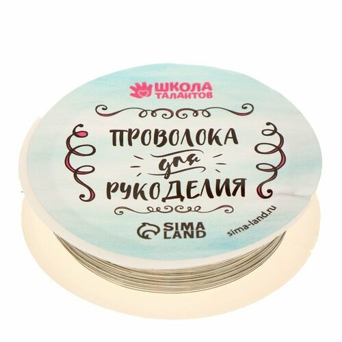 Школа талантов Проволока для бисероплетения, диаметр: 0,4 мм, длина: 10 м, цвет серебряный