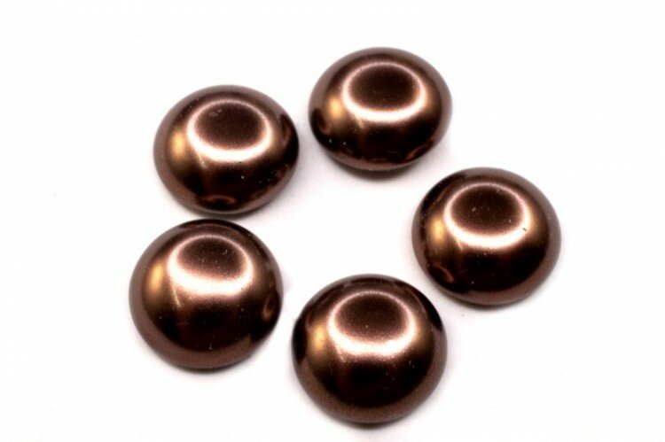 Glass Pearl Cabochon 12мм, цвет 70418 коричневый, 756-021, 5шт