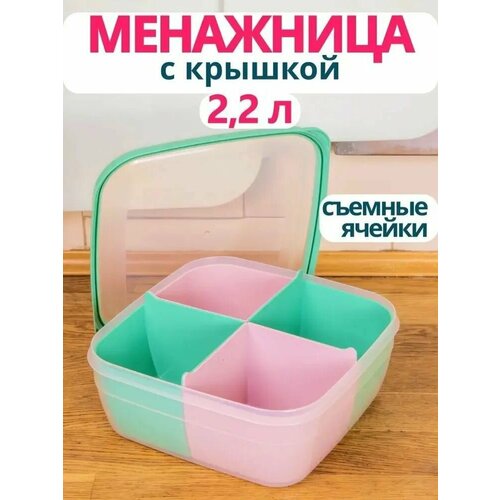 Менажница с крышкой 4 секции разборная