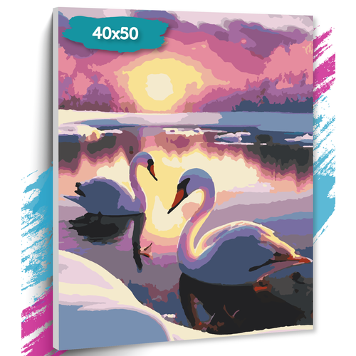 Картины по номерам Лебеди на озере