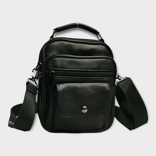 фото Сумка мессенджер , фактура гладкая, черный нет бренда