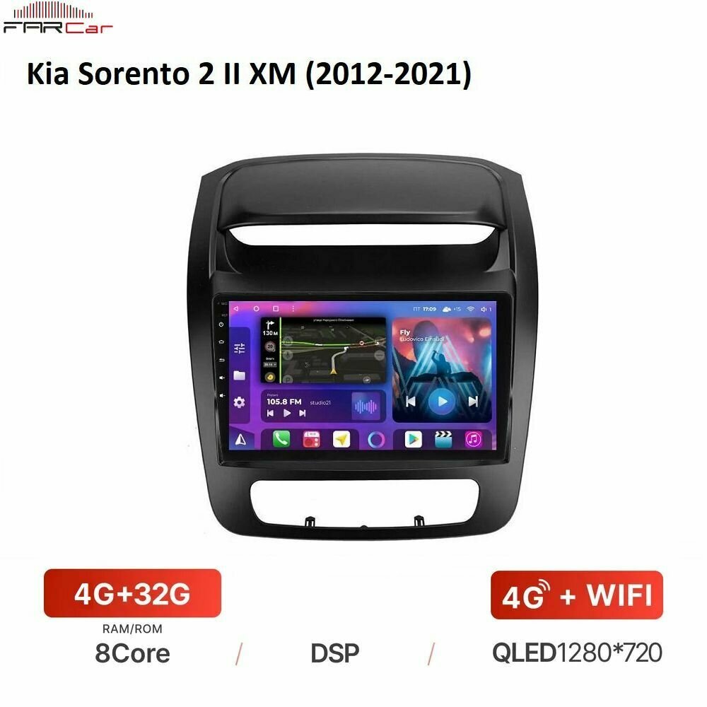 Автомагнитола FarCar для Kia Sorento 2 II XM (2012-2021) на Android 12