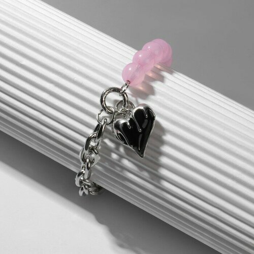 фото Браслет-цепочка queen fair, акрил, эмаль, размер 16 см, розовый, серебряный