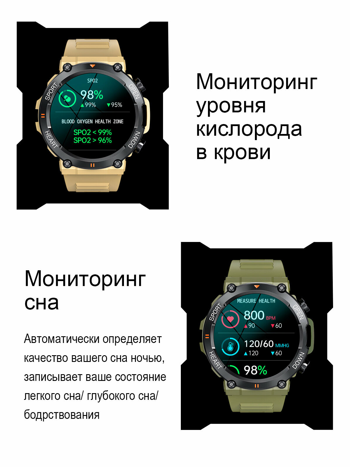 Смарт часы мужские круглые противоударные влагозащищенные MiGerz — фото 12