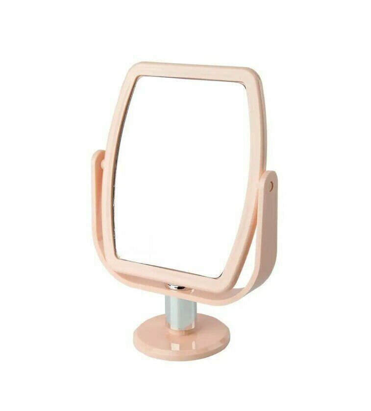 Зеркало настольное прямоугольное 13х158см двустороннее пластиковое на ножке розовое