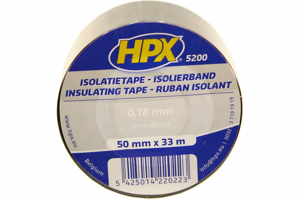 Огнестойкая профессиональная изолента из ПВХ HPX IB5033 INSULATION TAPE 5200 50 мм х 33 м, черная 5425014220223